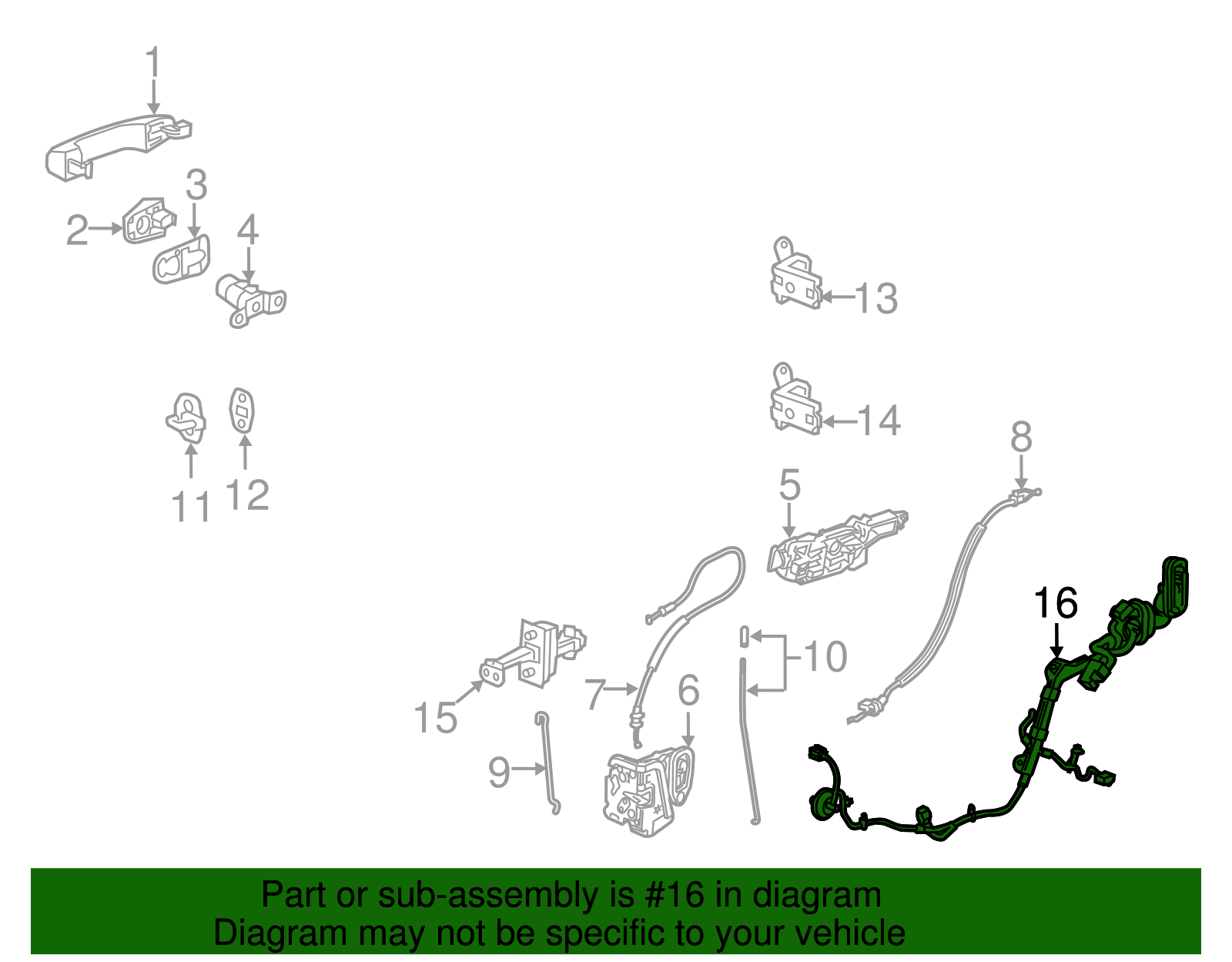 2014-2015 GM Front Driver Side Door Wiring Harness 23171548