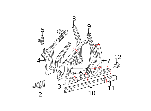 Center Pillar & Rocker for 2003 Lexus ES300 #0