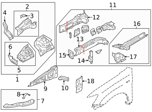 Structural Components & Rails for 2016 Mitsubishi Outlander Sport #0
