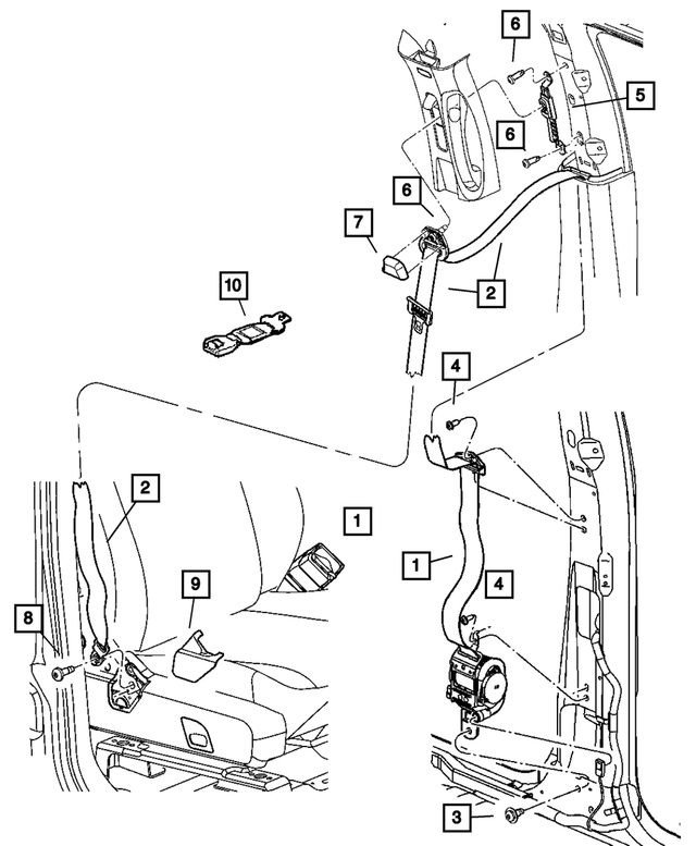 6509951AA - Interior Trim: Seat Belt Bolt for Mopar Image image
