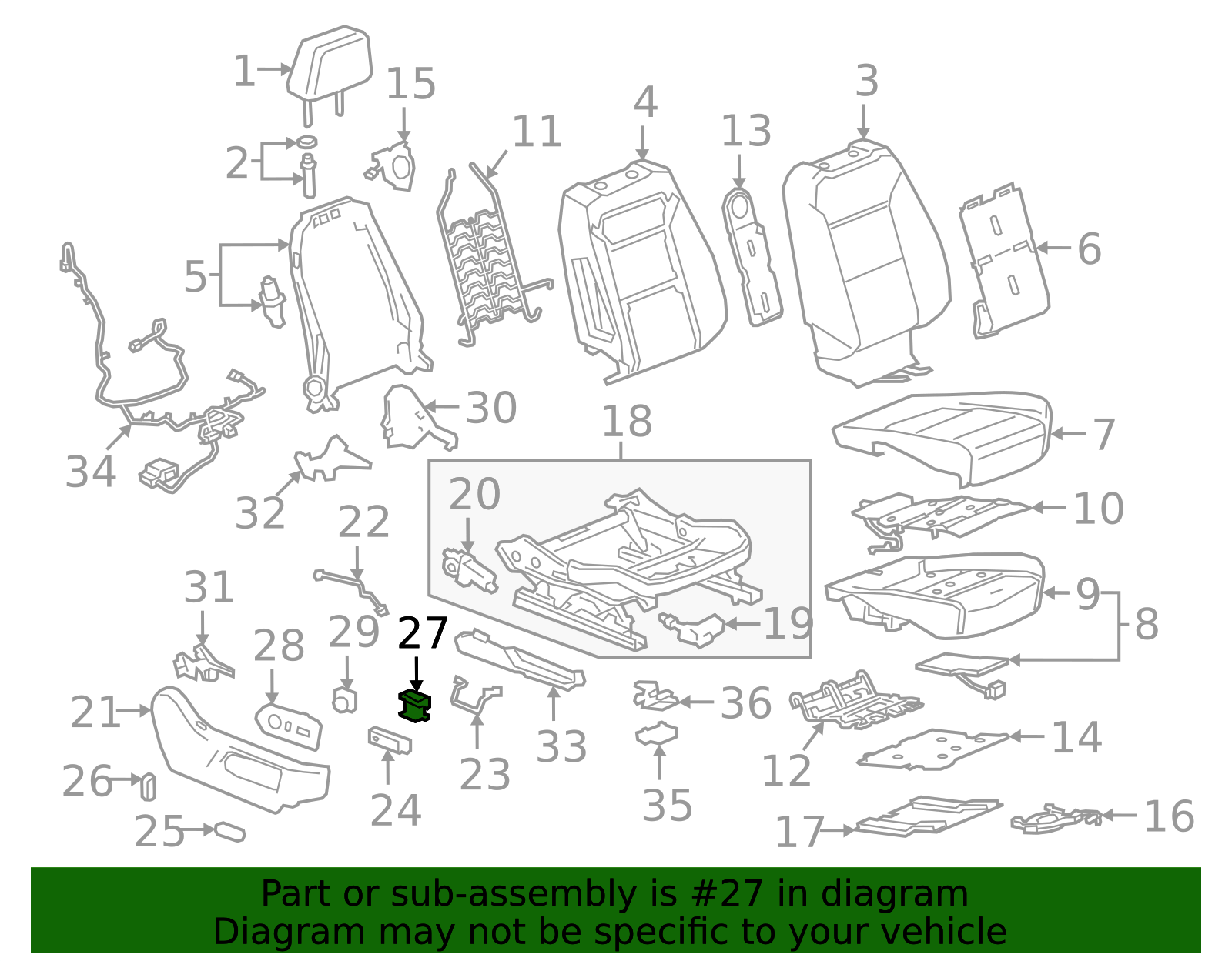 2019-2023 GM Recline Knob Bracket 13511596 GM | GMPartsDirect.com