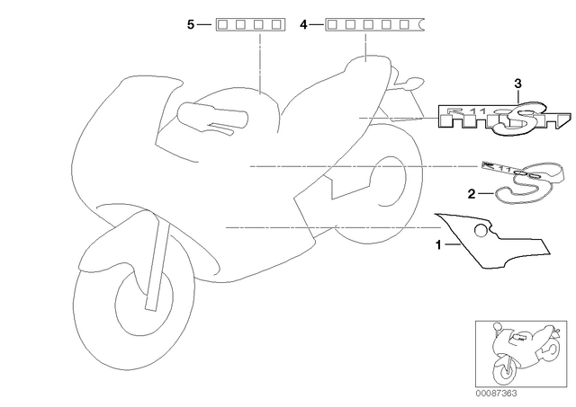 51147674467 - : Lateral Body Part Sticker, Top Left - Black/Silver for BMW-Motorrad Image