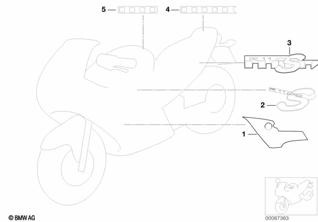 51147674465 - Frame and Mounting Parts: Lateral Body Part Sticker, Bottom Left - Mandarin for BMW-Motorrad Image image