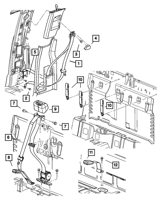 5HQ301DVAB - Restraints: Rear Outer Seat Belt, Right Or Left for Mopar Image