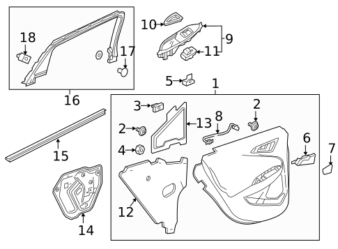 Interior Trim - Rear Door for 2018 Chevrolet Malibu #0