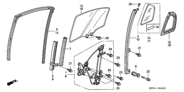 Rear Door Glass - Door Regulator for 2004 Acura TL #0