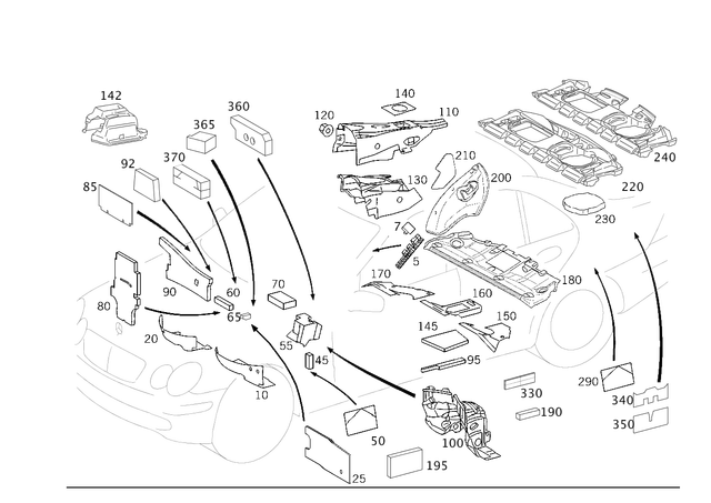 2036920192 - Panelling: Damping for Mercedes-Benz: C230, C240, C280, C32 AMG, C320, C350, C55 AMG Image image