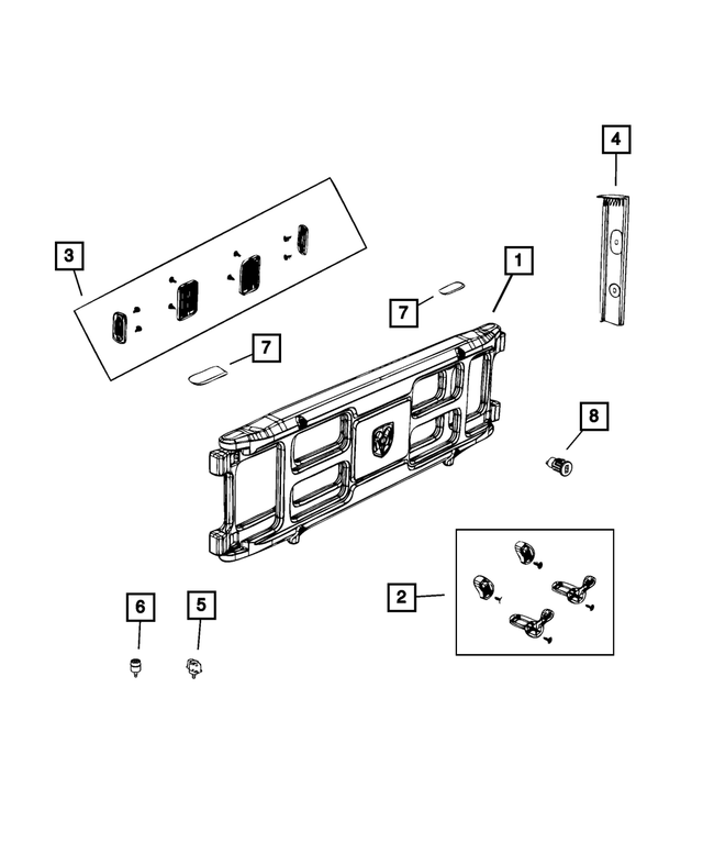 68061347AA - Body Sheet Metal Except Doors: Truck Bed Divider Grip Lock Kit for Dodge: Ram 1500 | Ram: 1500, 1500 Classic, 2500, 3500 Image
