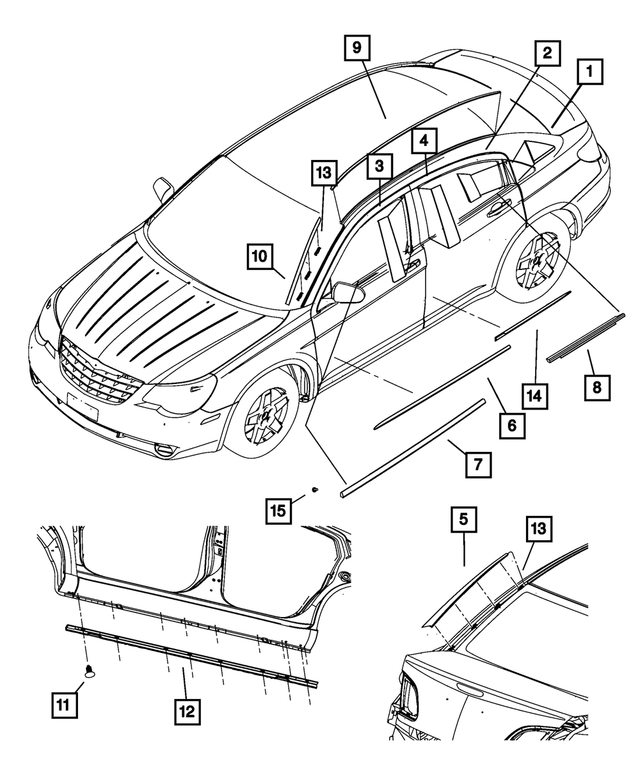 « 5303687AC –  : Extérieur Horizontal De Porte Avant Joint D'etancheite, Côté Gauche pour Mopar Image »