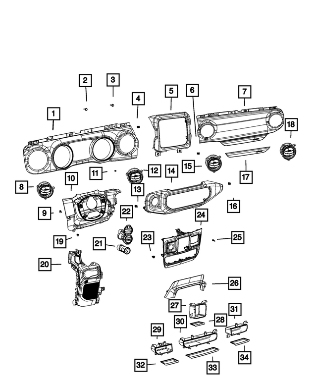 6AB19SD5AA - Interior Trim: Instrument Panel Bezel for Mopar Image