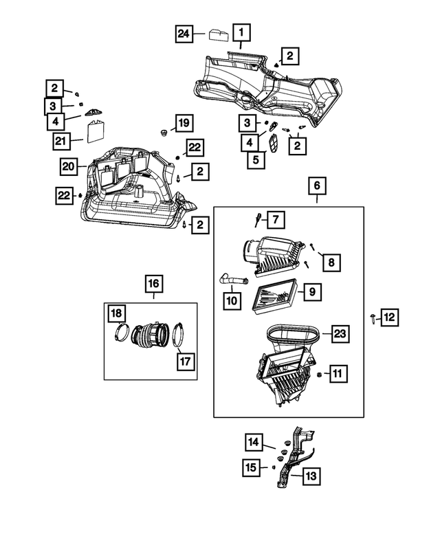 68298221AA - Fuel and Accelerator Pedal: Air Cleaner Bracket for Mopar Image
