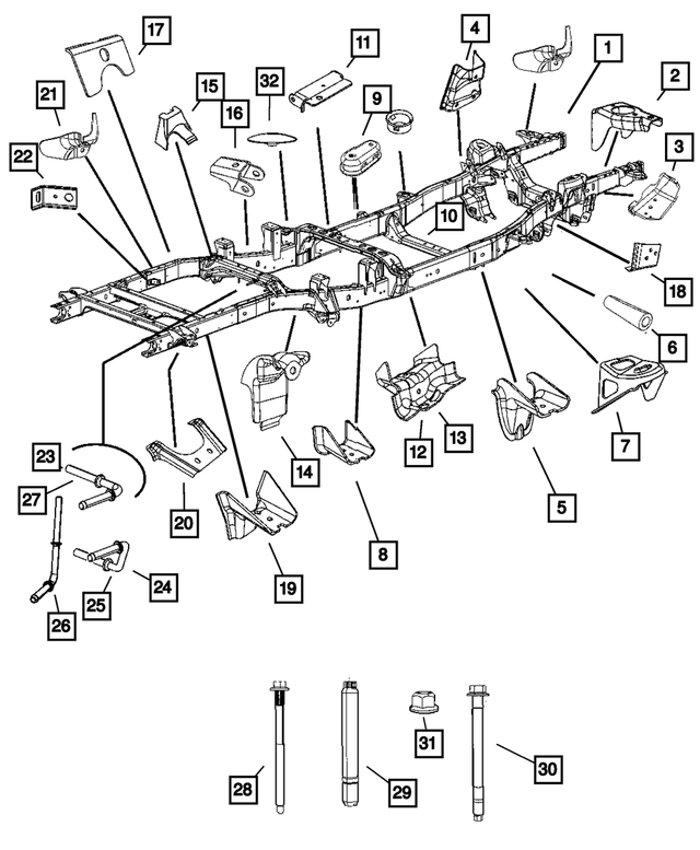 52021590AC - Frame, Bumper and Fascia: Stabilizer Bar Bracket for Mopar Image
