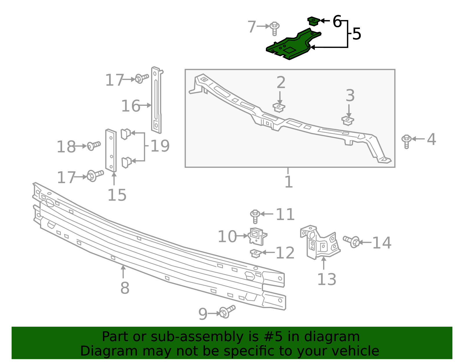 2018-2024 Chevrolet Front Bumper Fascia Support Brace 23223375 GM ...