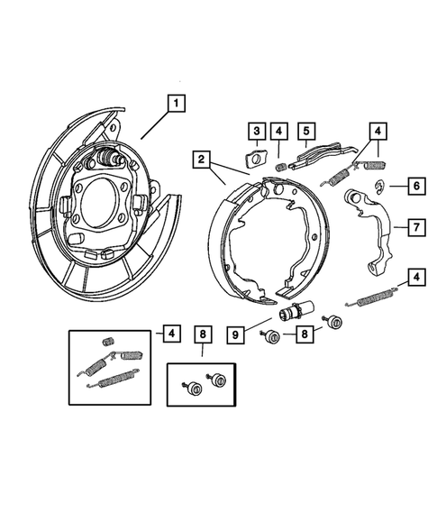 Parking Brake Lever, Cables, and Rear Disc Park Brake Assembly for 2011 Dodge Caliber #0