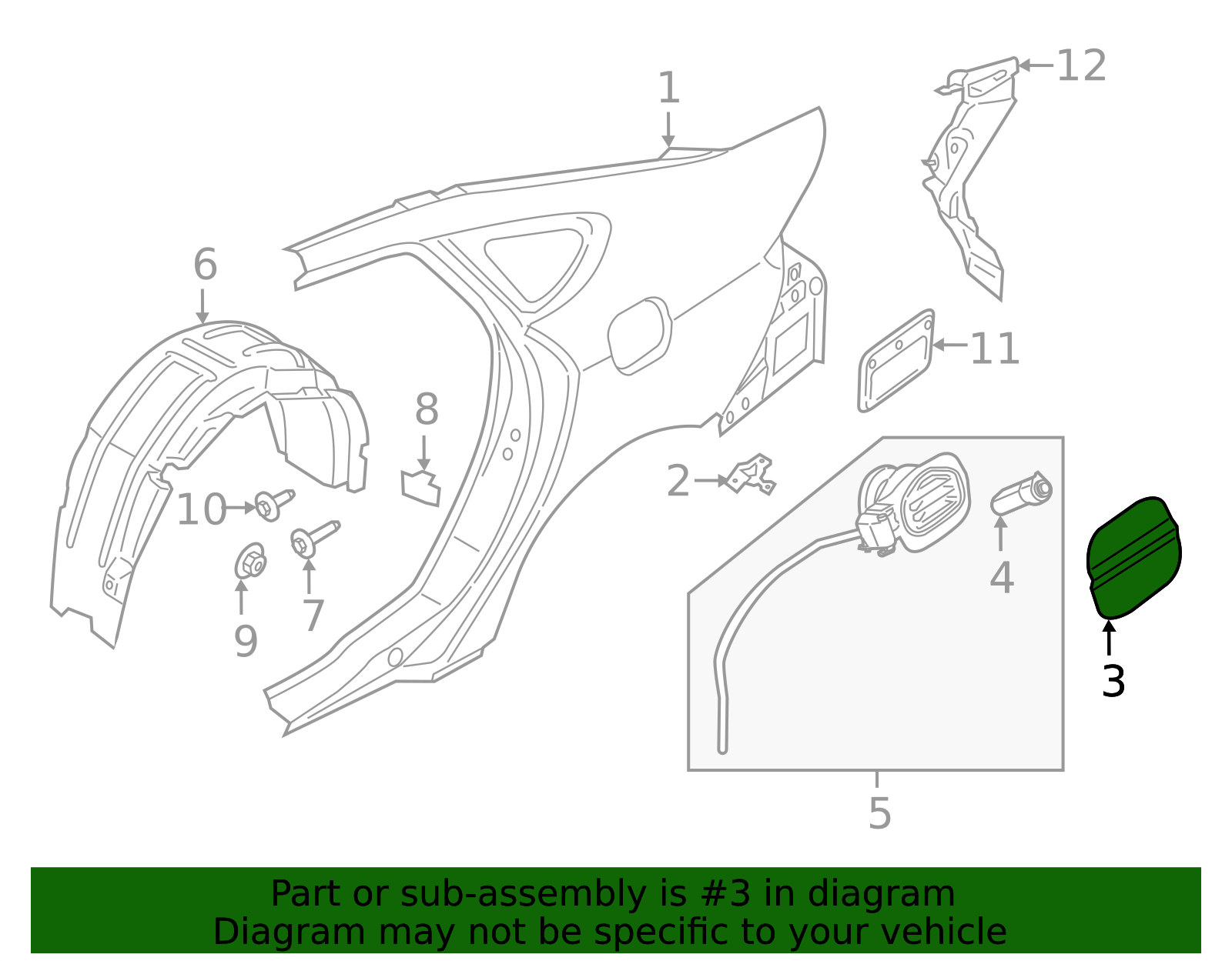 Original 2013-2020 Lincoln MKZ Fuel Door DP5Z-54405A26-B