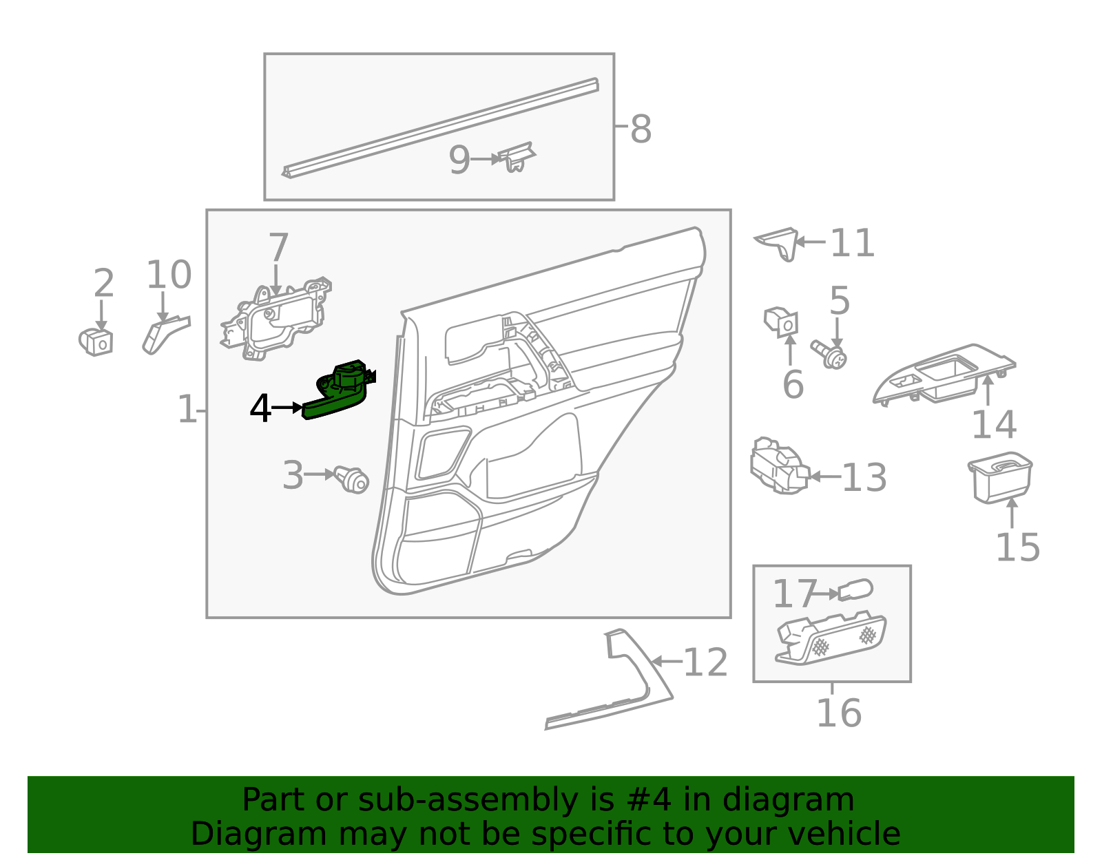 69205-60150 - Interior Door Handle 2013-2015 Toyota Land Cruiser ...