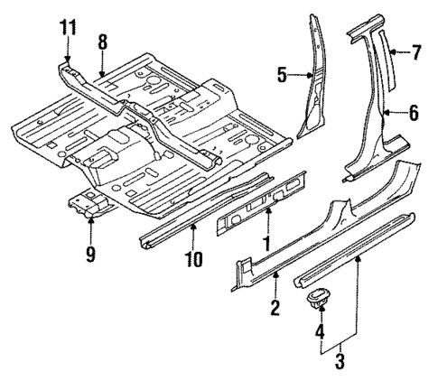 Center Pillar & Rocker for 1993 Mitsubishi Mirage #0
