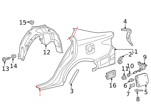 Quarter Panel & Components for 2016 Lexus ES350 #0