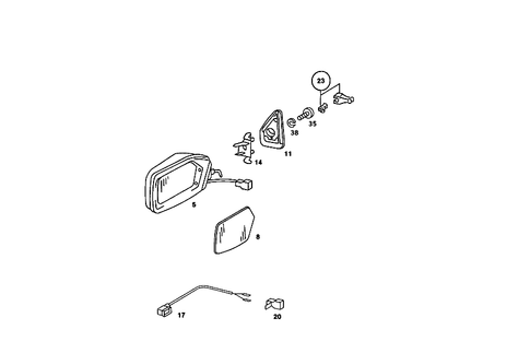 Outside Rearview Mirror on Driver Side for 1986 Mercedes-Benz 560SL #1