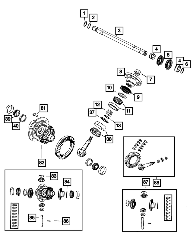 68019327AA - Front Axle; Dana 186 MM; Differential and Drive Line: Axle Shaft Snap Ring, Inboard for Mopar Image