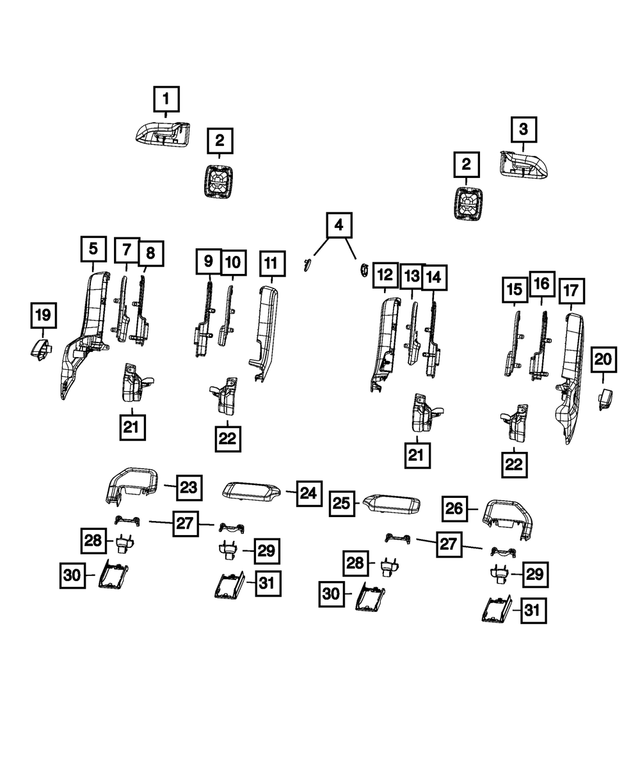 7LC08WT5AA - Interior Trim: Seat Back Release Bezel for Jeep: Grand Cherokee L Image