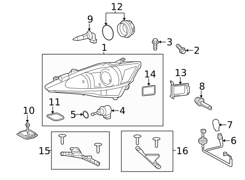 Headlamp Components for 2013 Lexus IS250 #0
