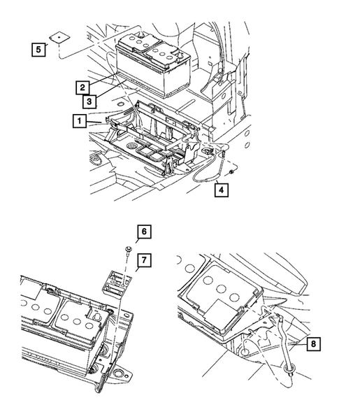 Battery, Battery Tray and Cables for 2008 Dodge Charger #0
