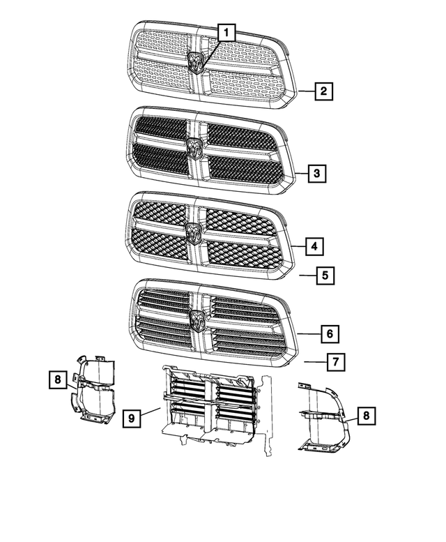 « 68148231AC – Exterior Ornamentation : Radiateur Calandre pour Mopar Image »