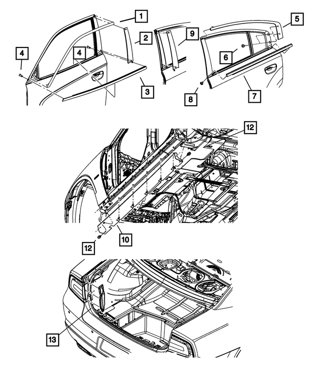 68040034AE - Exterior Ornamentation: Front Door Belt Weatherstrip, Right Inner for Mopar Image