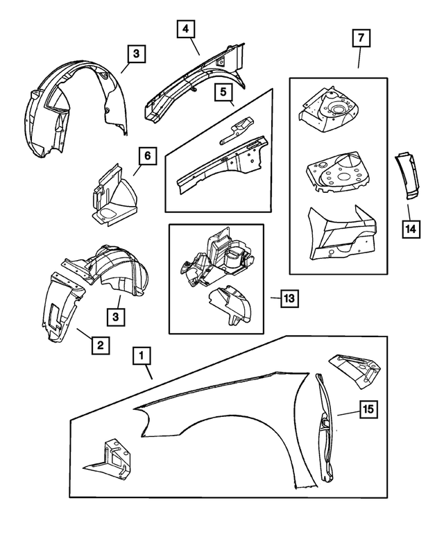 5018848AB - Body Sheet Metal Except Doors: Front Fender, Right for Mopar Image