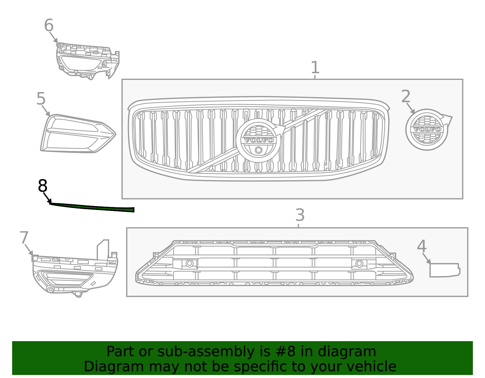 2018-2021 Volvo XC60 Grille Molding 31407981 | OEM Parts Online
