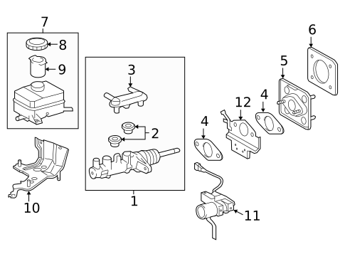 Master Cylinder - Components On Dash Panel for 2019 Toyota Highlander #0