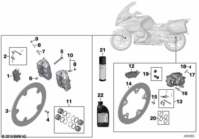34118548028 - Service and Scope of Repair Work: Set of Brake Pads Front - Brembo for BMW-Motorrad Image