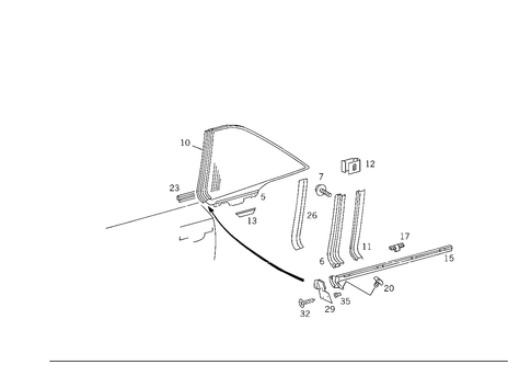 Rear-Side Window for 1984 Mercedes-Benz 500SEC #0