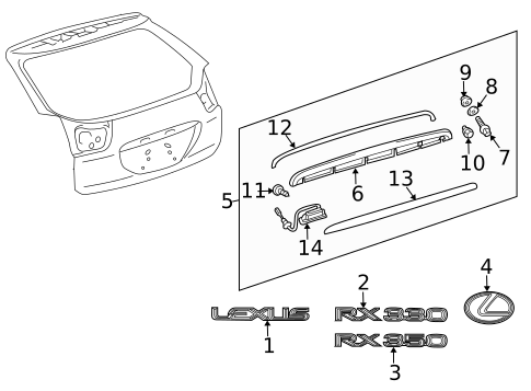 Exterior Trim - Lift Gate for 2004 Lexus RX330 #0