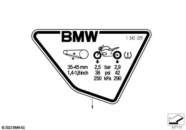 33358388851 - Parts and Accessories for Engine / Chassis: Label "Tires" -  for BMW-Motorrad Image