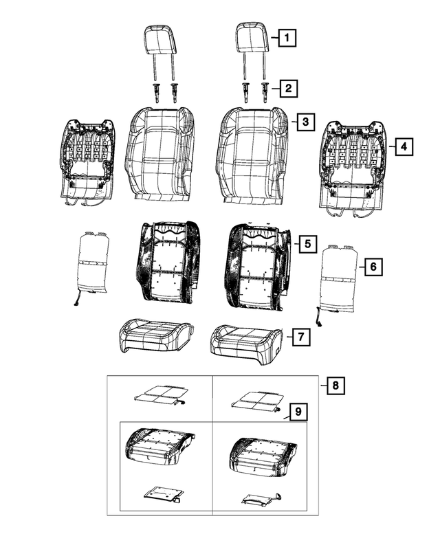 « 68281995AE – Interior Trim : Dossier De Siège Avant Mousse, Côté Gauche pour Mopar Image »