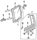 UG7472511 - : Glass - Passenger Side (RH) for Mazda: B2000, B2200, B2600 Image