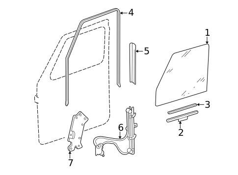Glass - Front Door for 2005 Mercedes-Benz G55 AMG #0