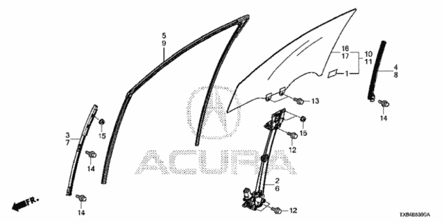 Front Door Glass - Door Regulator for 2013 Acura ILX #0