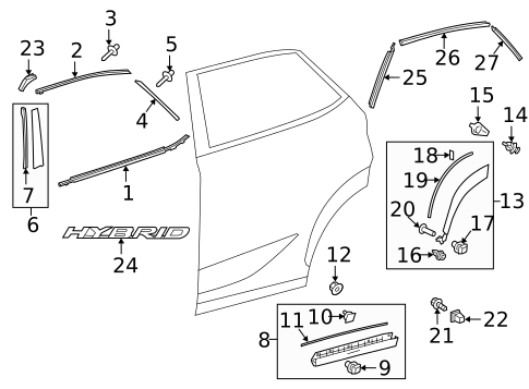 Exterior Trim - Rear Door for 2020 Lexus NX300 #0