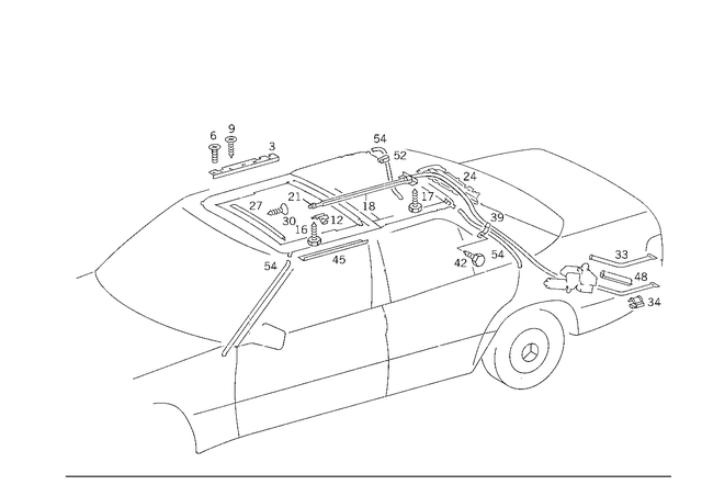 1267820040 - Electric Sliding/Lifting Roof: Shackle for Mercedes-Benz: 190, 190D, 190E, 200, 200D, 300CE, 300D, 300E, 300SE, 300SEL, 300TD, 300TE, 380SEC, 560SEC, 560SEL Image image