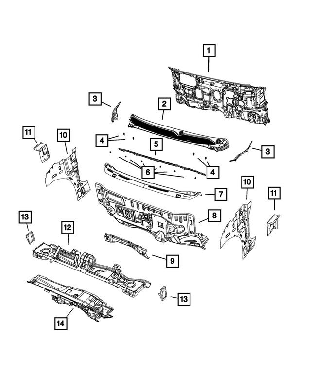 68227586AE - Body Sheet Metal Except Doors: Dash Panel for Chrysler: Pacifica, Voyager Image