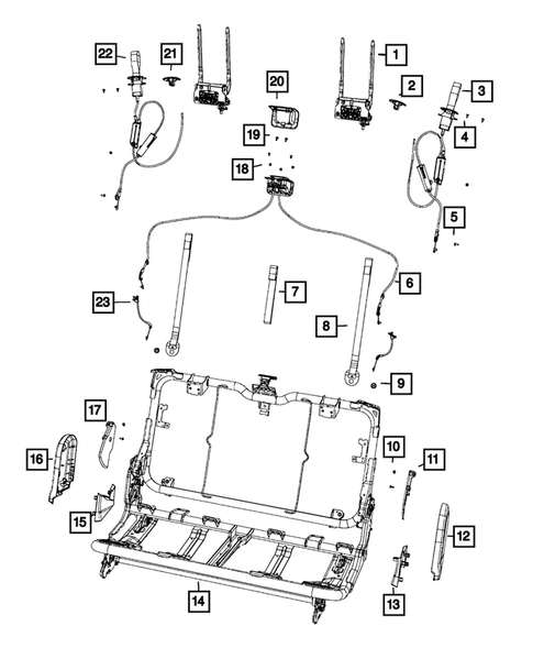 Rear Seats - Second Row Adjusters, Recliners, Shields and Risers for 2019 Jeep Wrangler #0