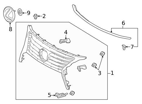 Grille & Components for 2014 Lexus RX450h #1