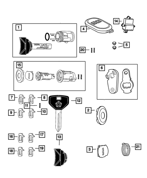 Lock Cylinders and Keys for 2004 Dodge Dakota #0
