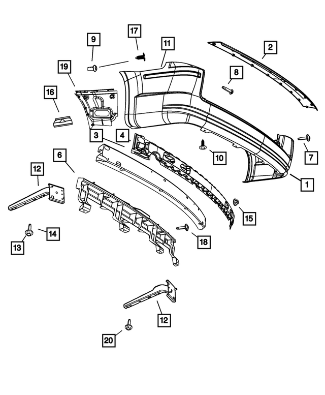 68041480AD - Frame, Bumper and Fascia: Rear Fascia for Chrysler: Town &amp; Country | Dodge: Grand Caravan Image