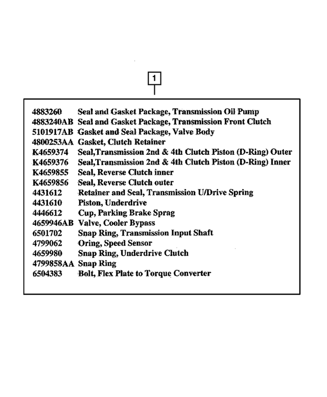 68332421AB - Automatic Transmission 4 Speed: Transmission Gasket Package for Mopar Image