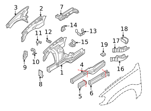 Structural Components & Rails for 2000 BMW X5 #0