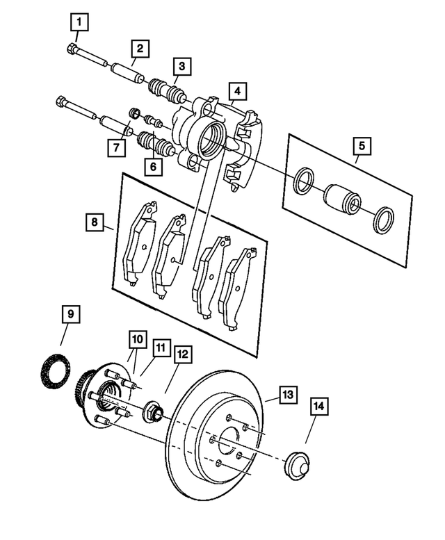 « 5083159AA – Brakes : Frein à Disque Etrier, Côté Gauche Arrière pour Mopar Image »